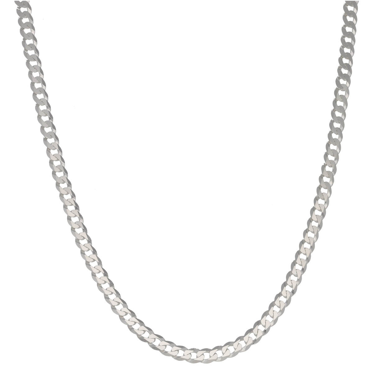 New Sterling Silver 4.4mm Flat Curb Chain 22"