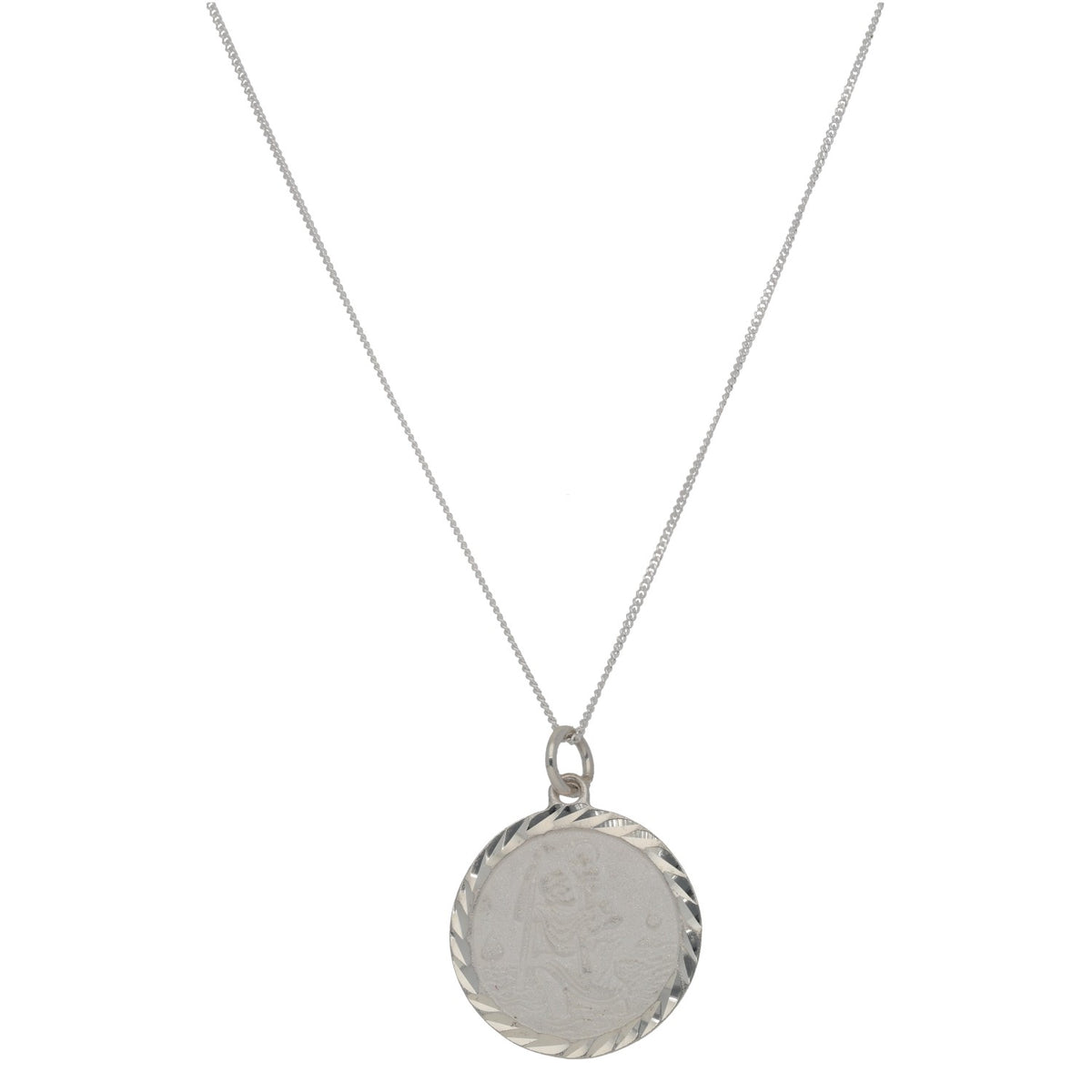 New Sterling Silver St Christopher Pendant With Chain 18"