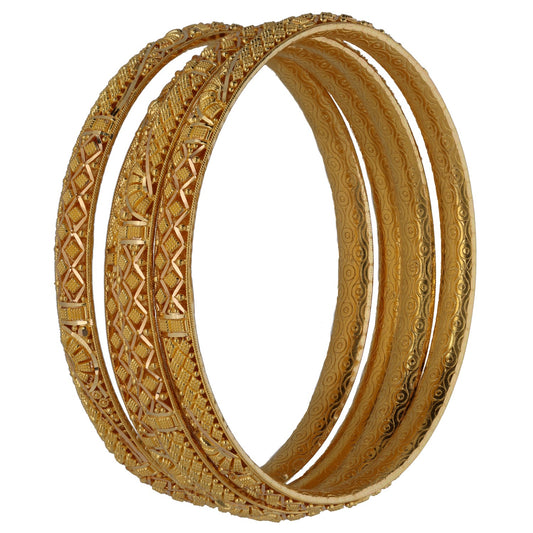 New 22ct Gold Geometric Filigree Set Of 4 Bangles