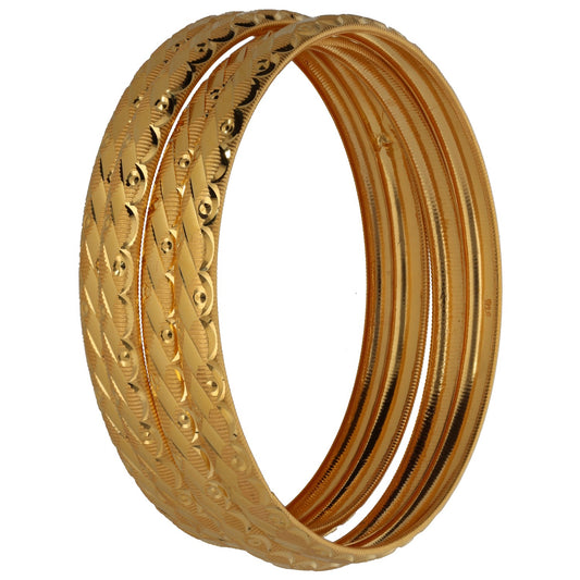 New 22ct Gold Diamond Cut Filigree Set Of 4 Bangles