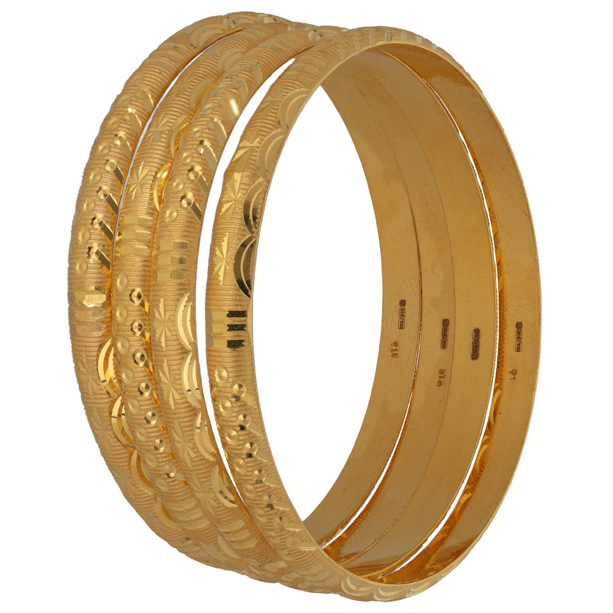 New 22ct Gold Ornate Filigree Set Of 4 Bangles