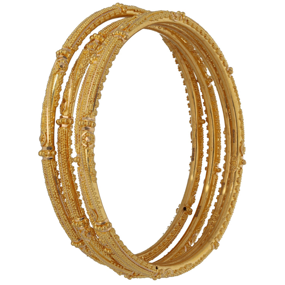 New 22ct Gold Fancy Set Of 4 Bangles