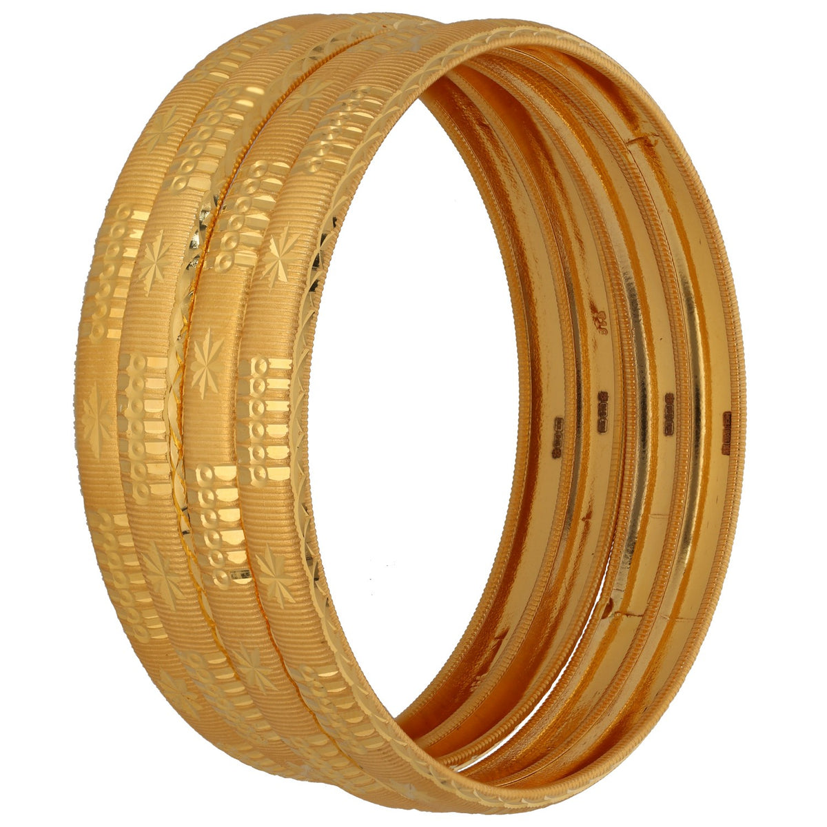 New 22ct Gold Fancy Star Set Of 4 Bangles