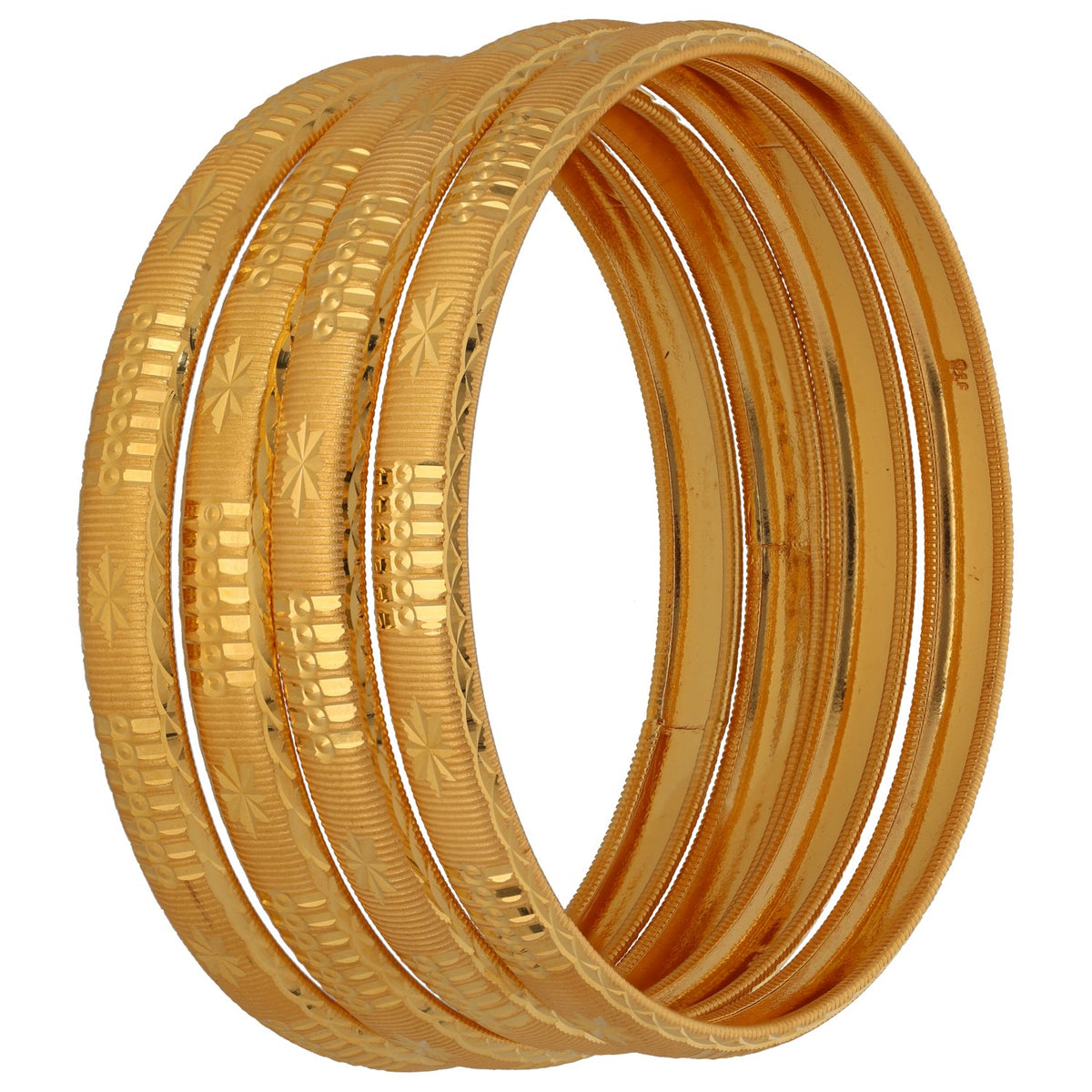 New 22ct Gold Fancy Star Set Of 4 Bangles