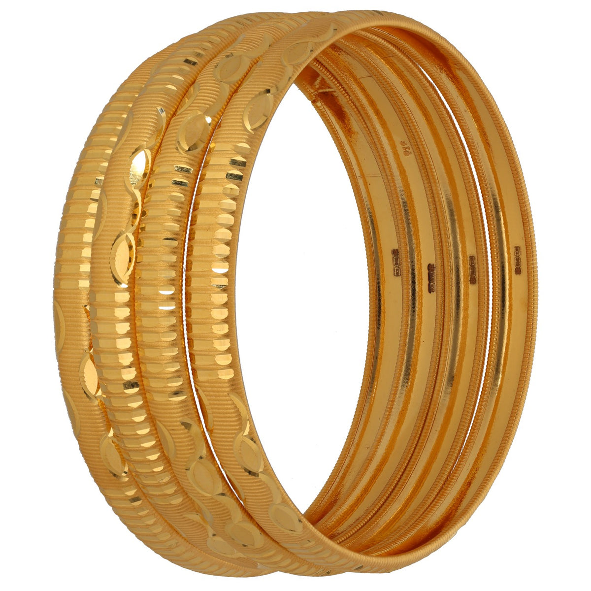 New 22ct Gold Diamond Cut Leaf Set Of 4 Bangles