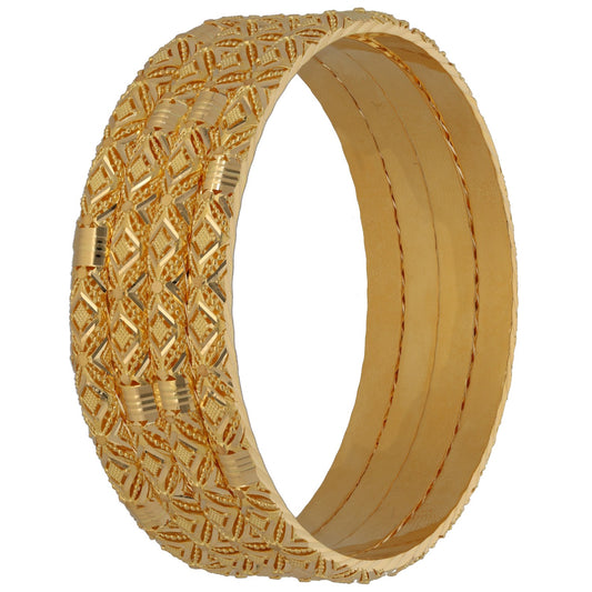 New 22ct Gold Diamond Filigree Set Of 4 Bangles