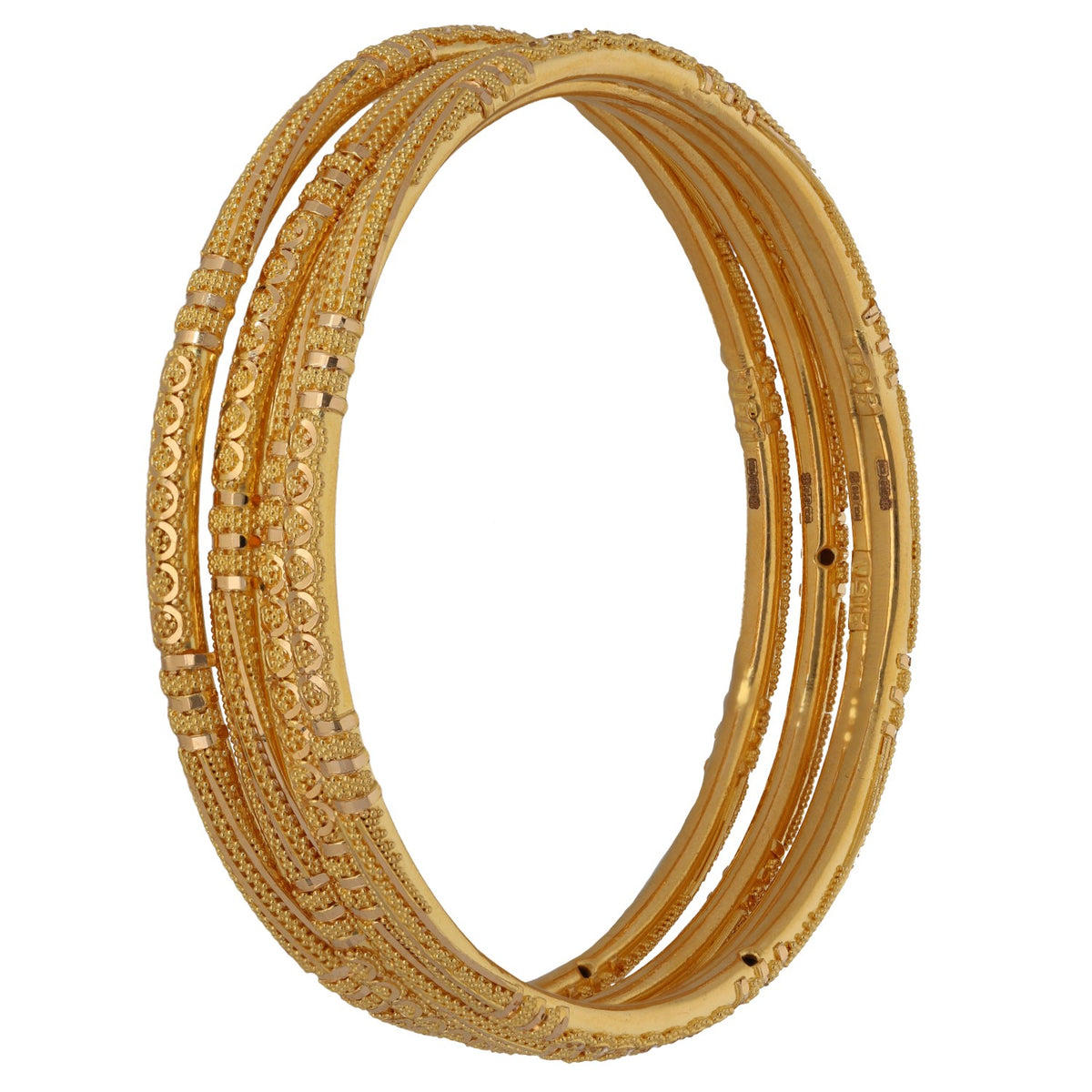 New 22ct Gold Dot & Line Filigree Set Of 4 Bangles