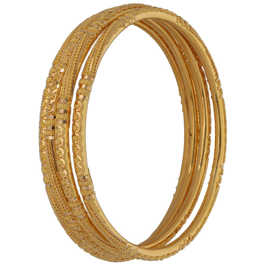 New 22ct Gold Dot & Line Filigree Set Of 4 Bangles
