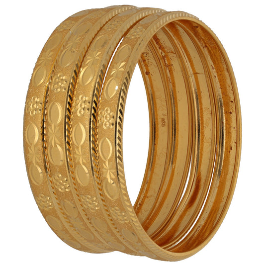 New 22ct Gold Floral Filigree Set Of 4 Bangles