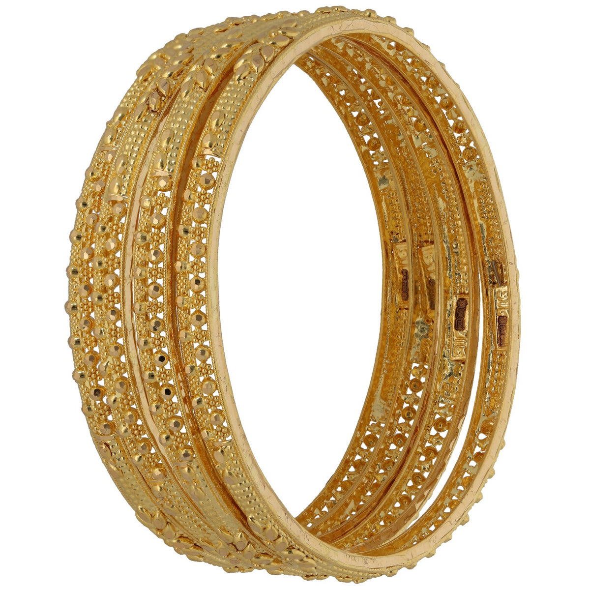New 22ct Gold Fancy Geometric Set Of 4 Bangles