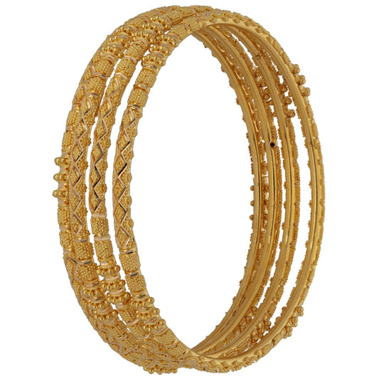 New 22ct Gold Textured Filigree Set Of 4 Bangles