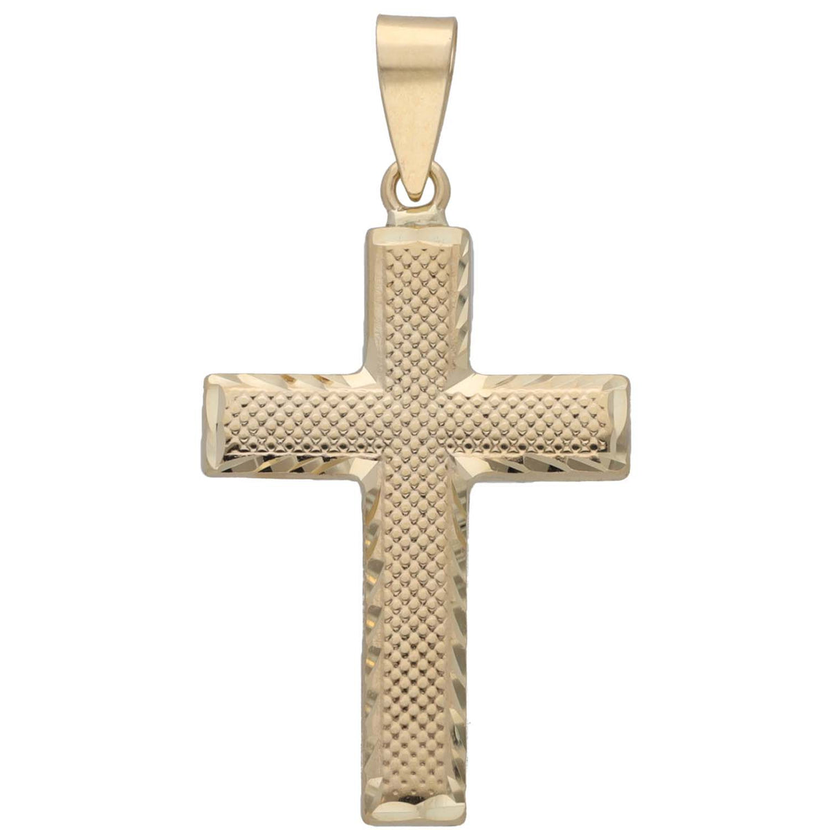 New 9ct Gold Diamond Cut Cross Pendant 32mm