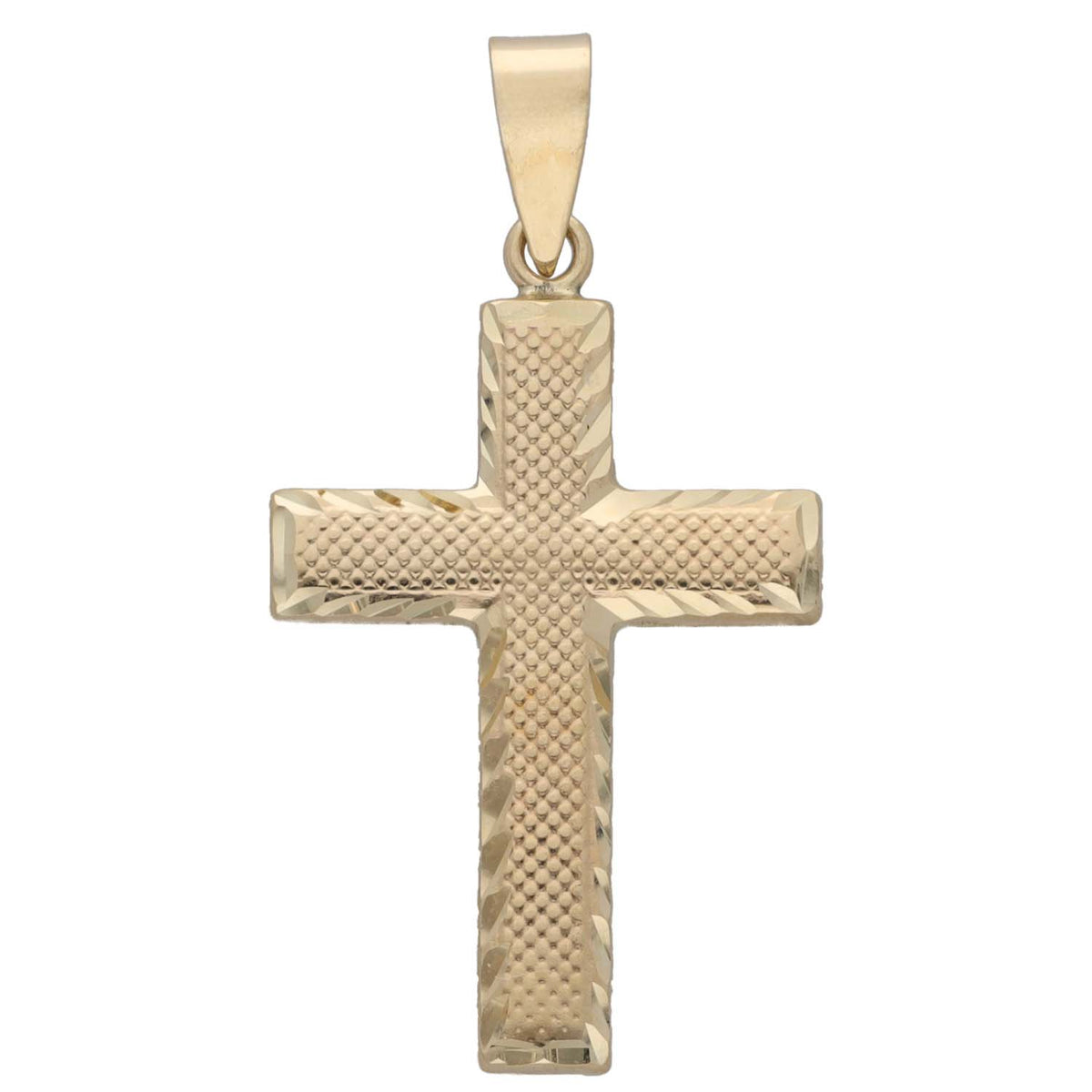 New 9ct Gold Diamond Cut Cross Pendant 32mm