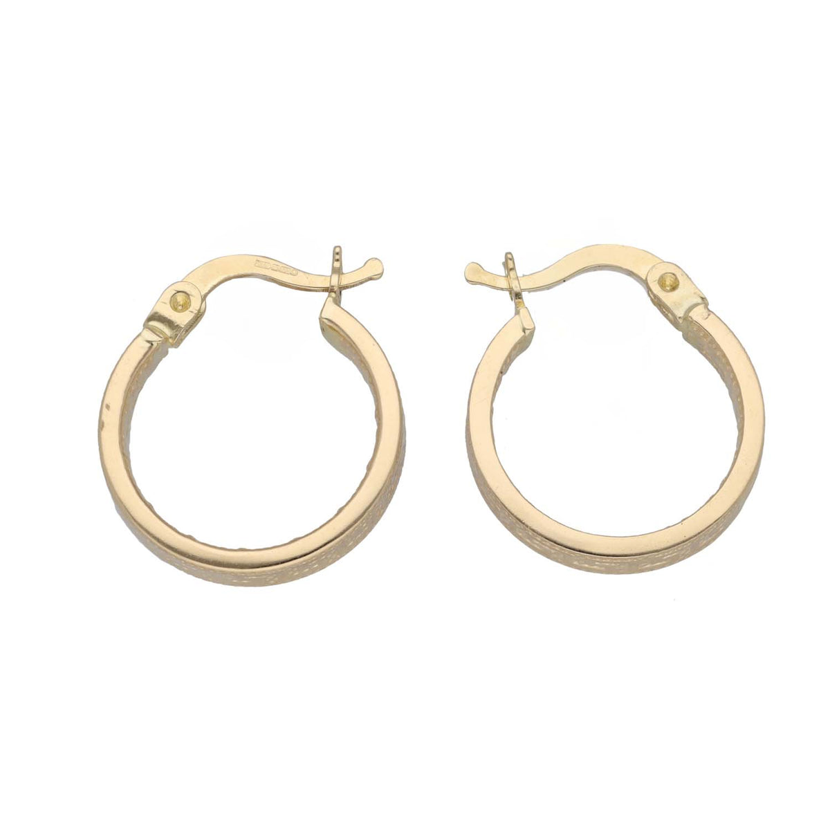 New 14ct Gold 15mm Greek Key Hoop Earrings