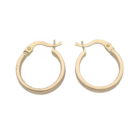 New 14ct Gold 15mm Greek Key Hoop Earrings