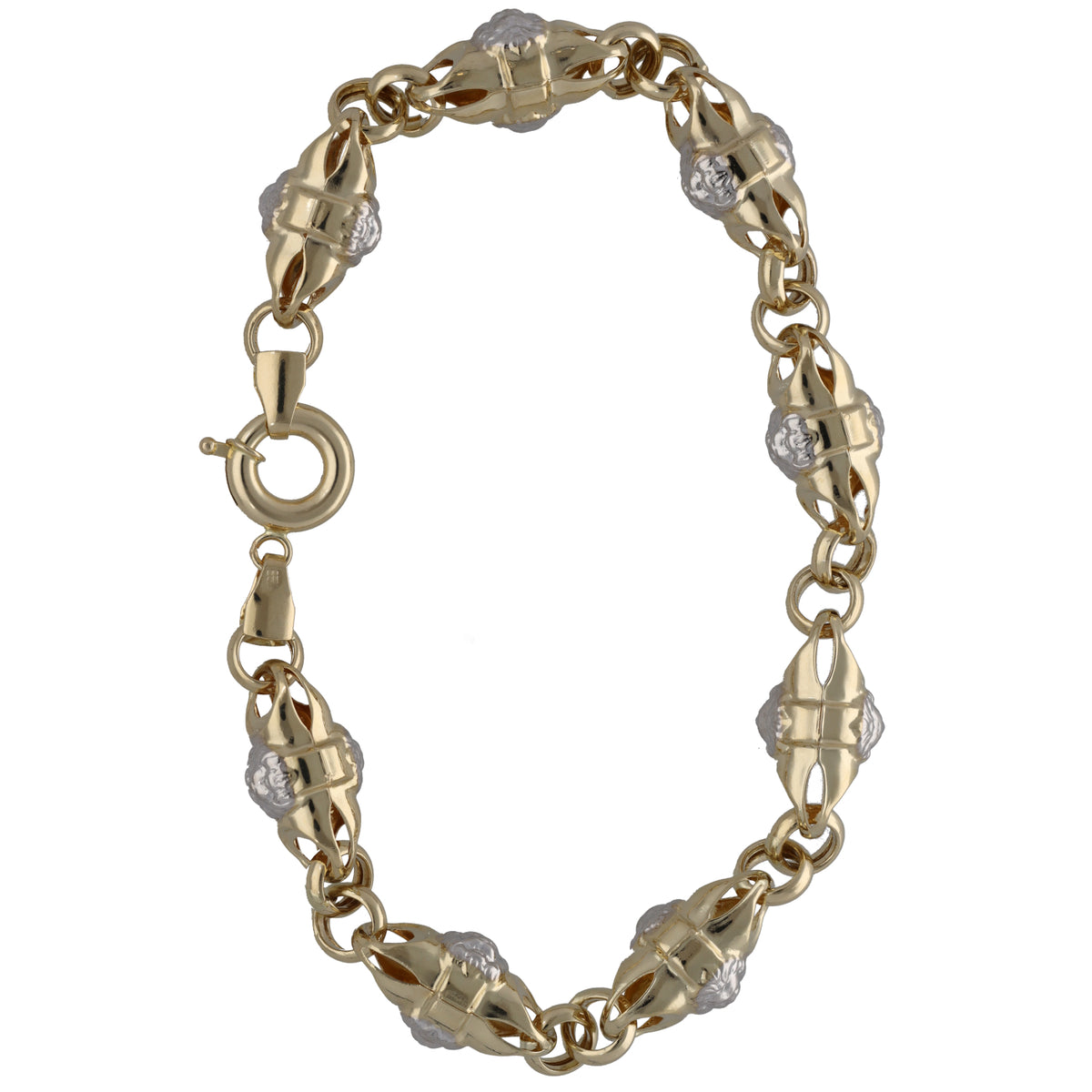 New 14ct Gold Greek Key Lion Fancy Tube Bracelet