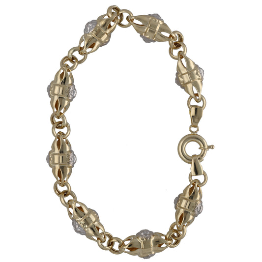New 14ct Gold Greek Key Lion Fancy Tube Bracelet