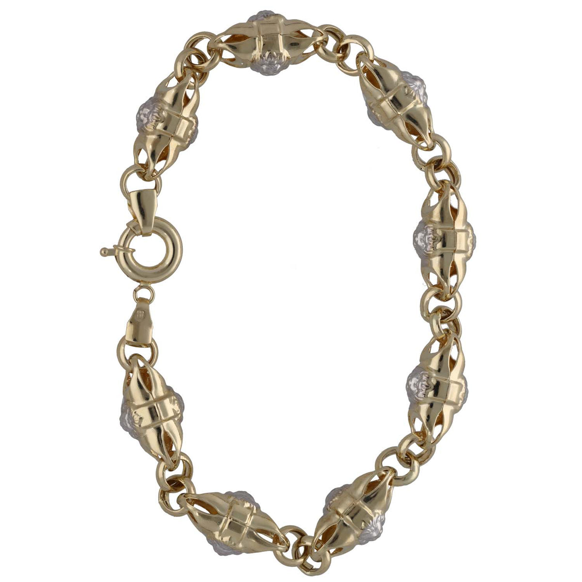 New 14ct Gold Greek Key Lion Fancy Tube Bracelet