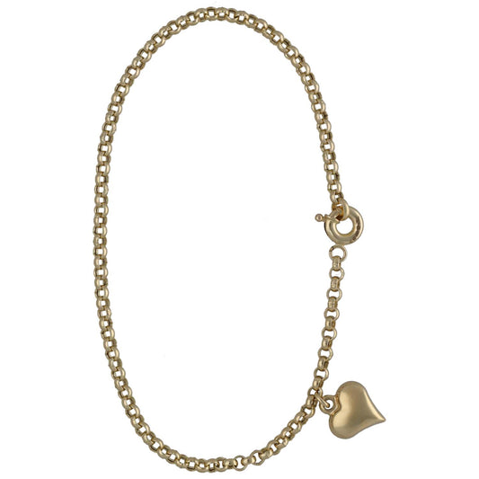 New 14ct Gold Belcher Bracelet With Heart Charm