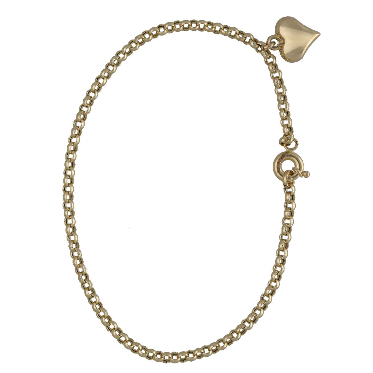New 14ct Gold Belcher Bracelet With Heart Charm