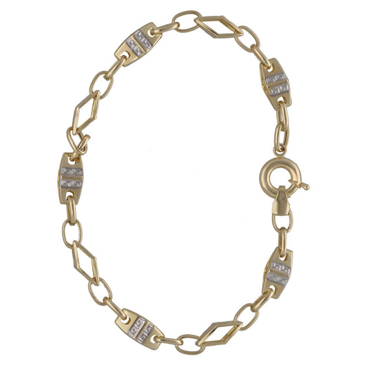 New 14ct Bi-Colour Gold Greek Key Bracelet