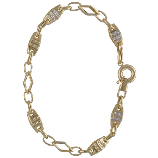 New 14ct Bi-Colour Gold Greek Key Bracelet