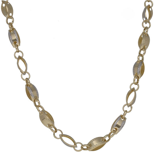 New 14ct Bi-Colour Gold Greek Key Fancy Necklace 22"