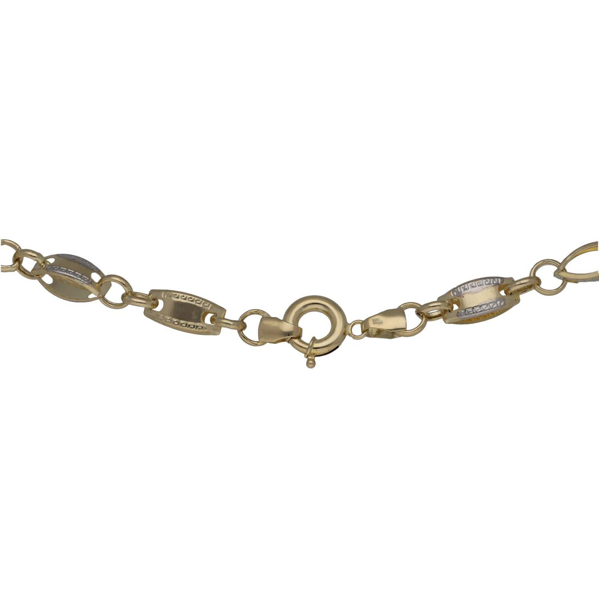 New 14ct Bi-Colour Gold Greek Key Fancy Necklace 22"