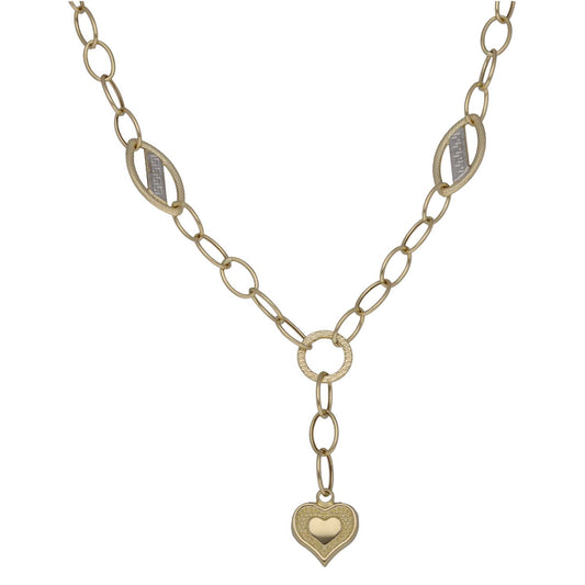 New 14ct Gold Greek Key & Heart Chain 18"