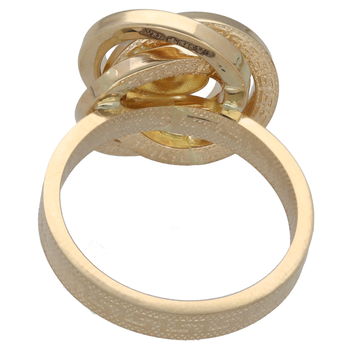 New 14ct Bi-Colour Gold Spiral & Ball Ring Size Q