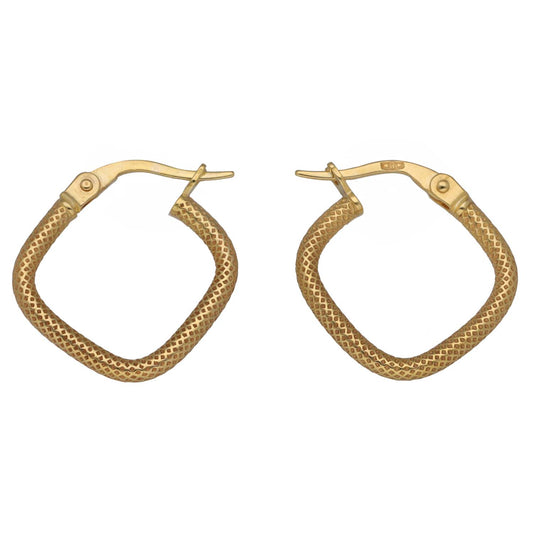 New 9ct Gold 15mm Snake Pattern Creole Earrings
