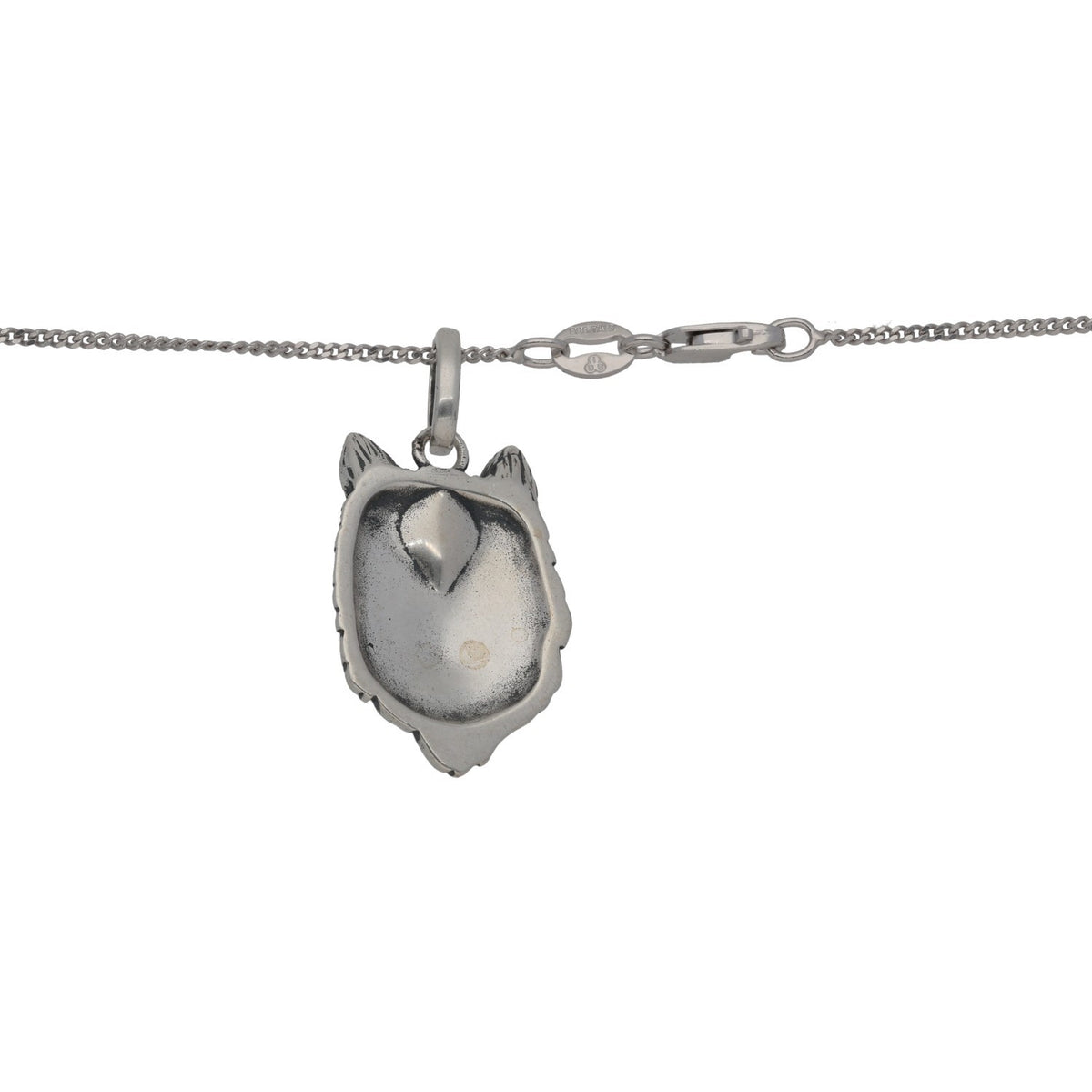 New Sterling Silver Oxidised Wolf Head Pendant With Chain 18"
