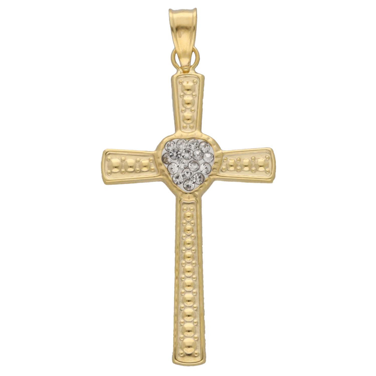 New 9ct Gold Cubic Zirconia Cross Pendant 30mm