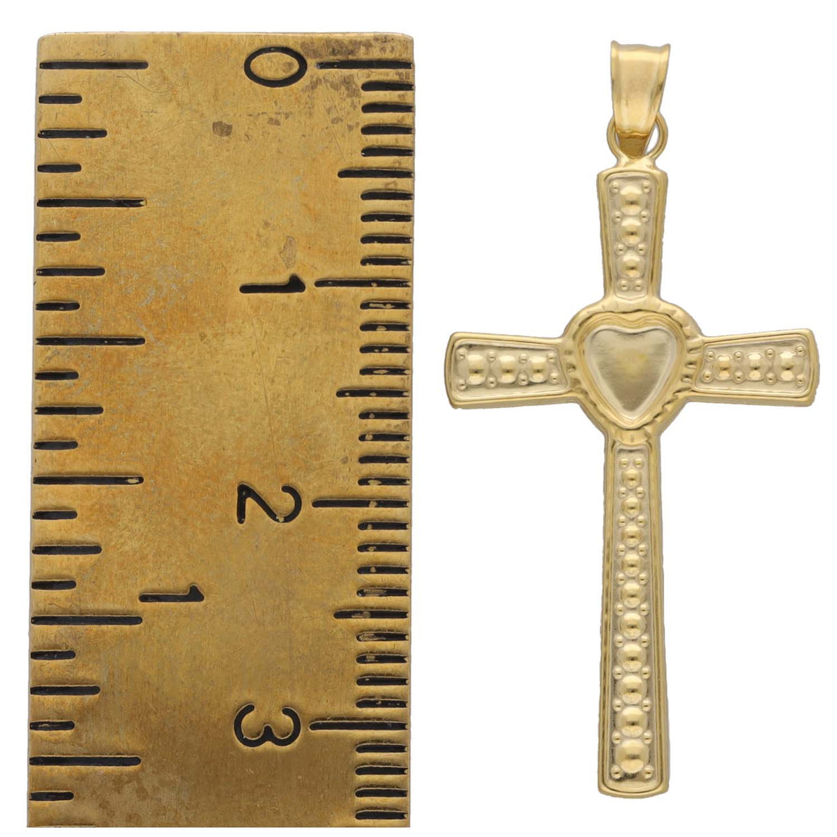 New 9ct Gold Cubic Zirconia Cross Pendant 30mm