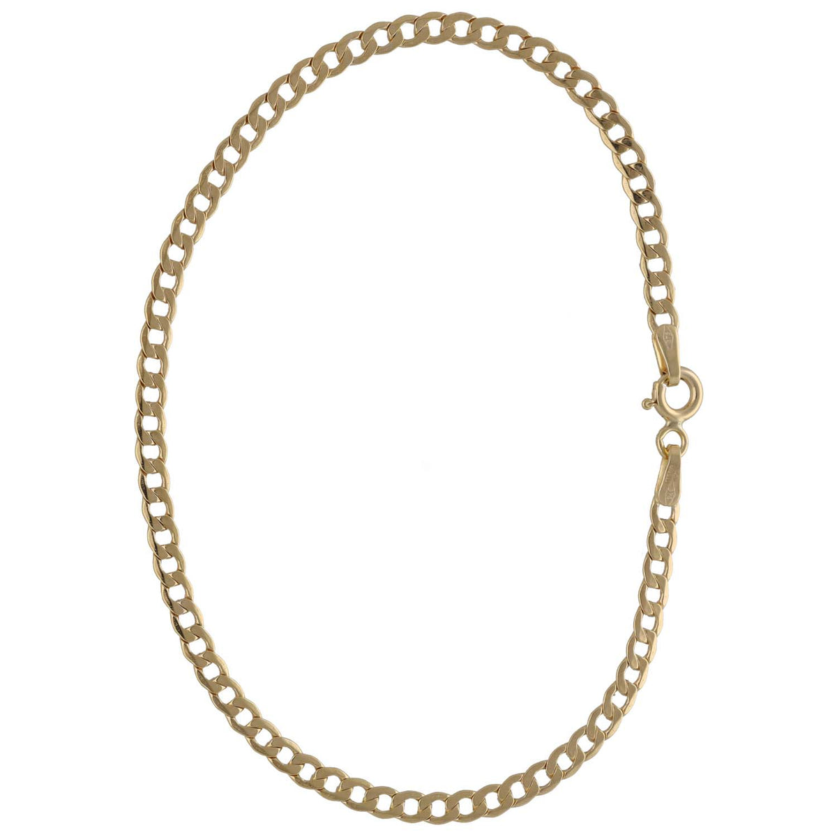 New 9ct Gold 3mm Hollow Curb Bracelet