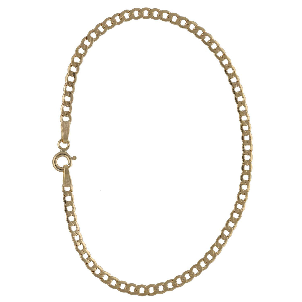 New 9ct Gold 3mm Hollow Curb Bracelet