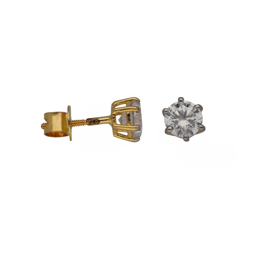 New 22ct Gold 5mm Cubic Zirconia Solitaire Stud Earrings