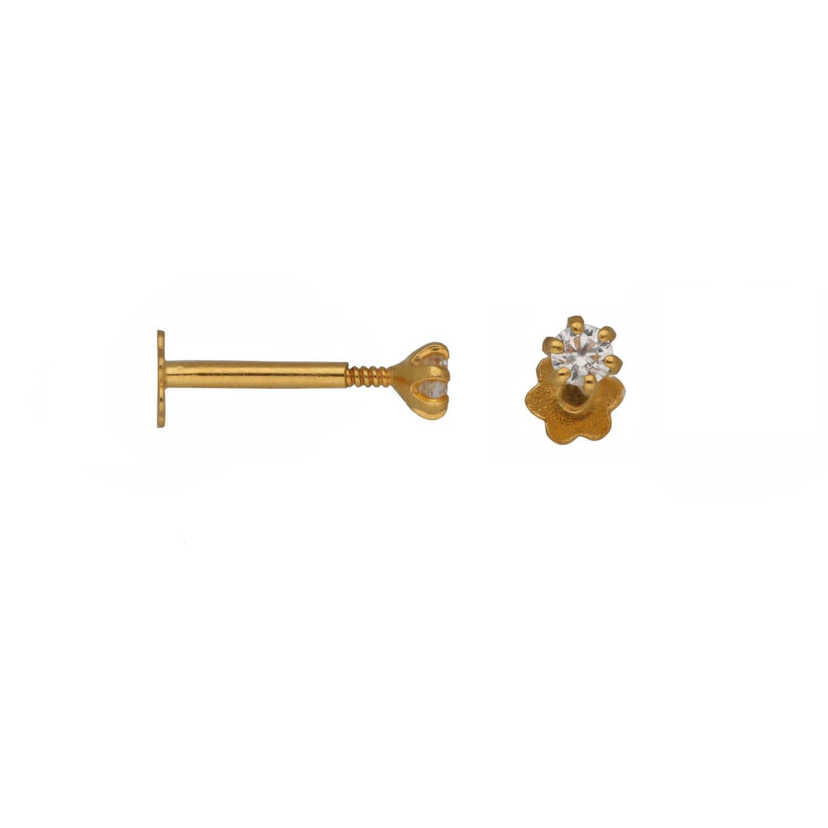 New 22ct Gold 2mm Cubic Zirconia Round Solitaire Stud Earrings