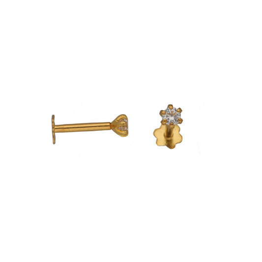 New 22ct Gold 2mm Cubic Zirconia Round Solitaire Stud Earrings