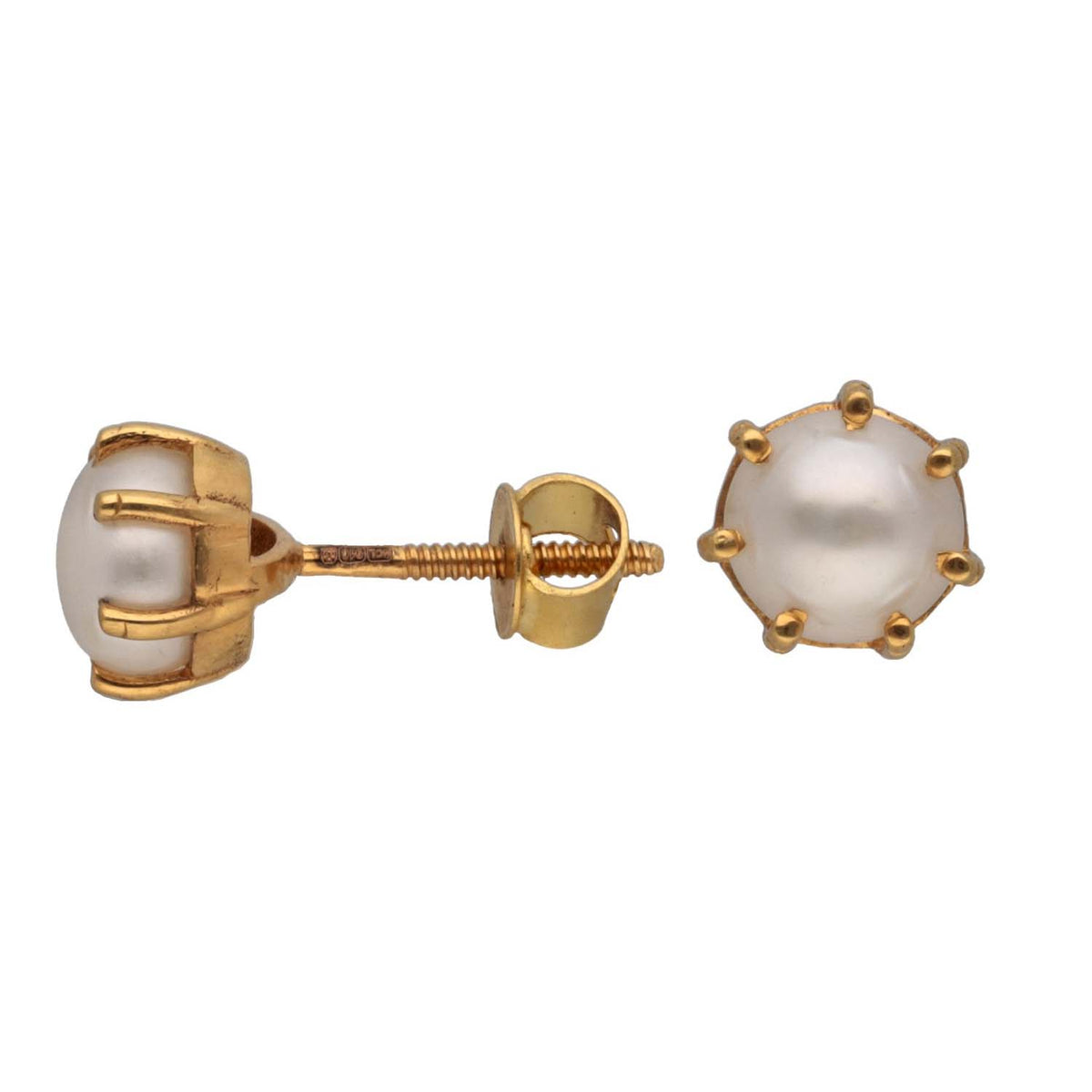 New 22ct Gold Pearl Stud Earrings