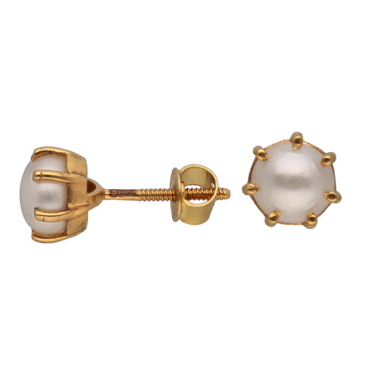 New 22ct Gold Pearl Stud Earrings