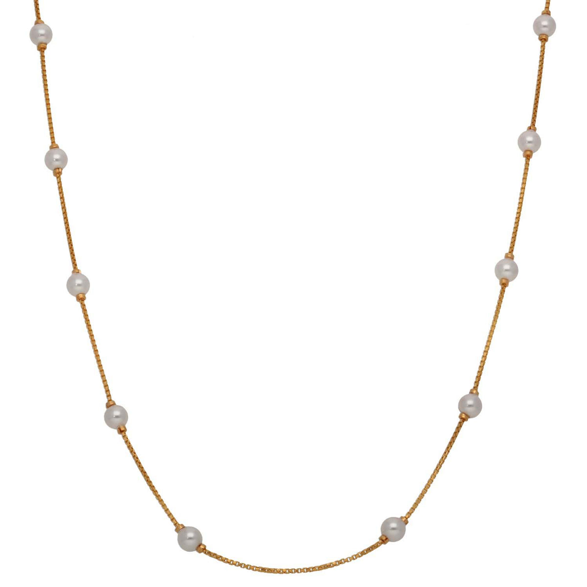 New 22ct Gold Pearl Station Necklace 18"