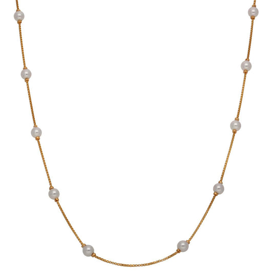 New 22ct Gold Pearl Station Necklace 18"