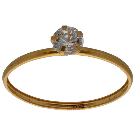New 22ct Gold Cubic Zirconia Solitaire Ring Size R