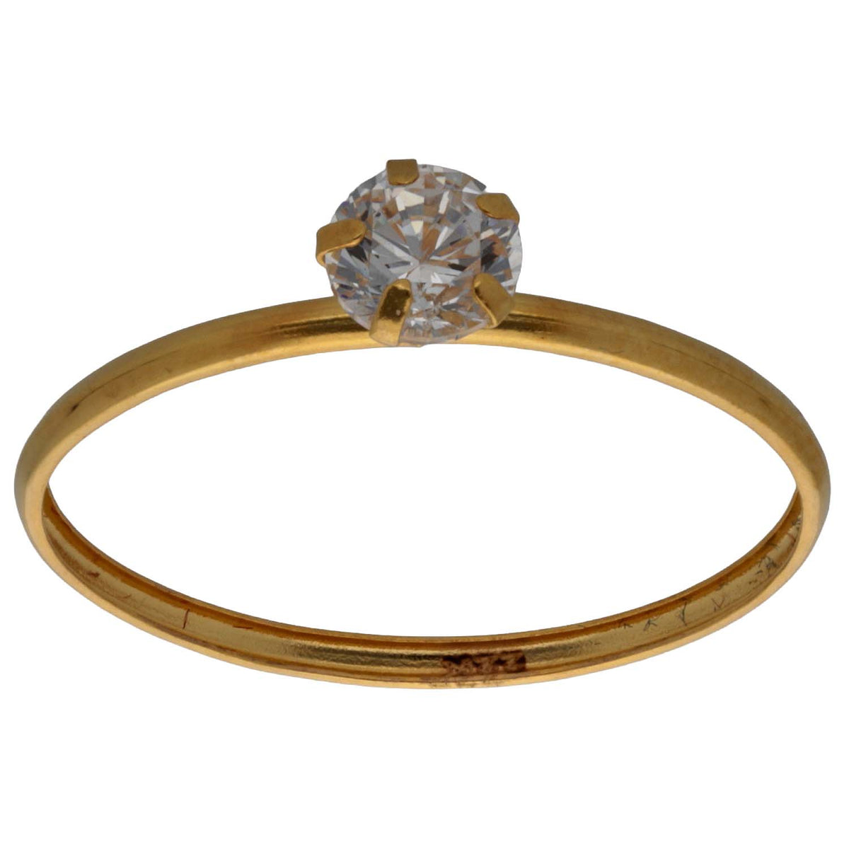 New 22ct Gold Cubic Zirconia Solitaire Ring Size R