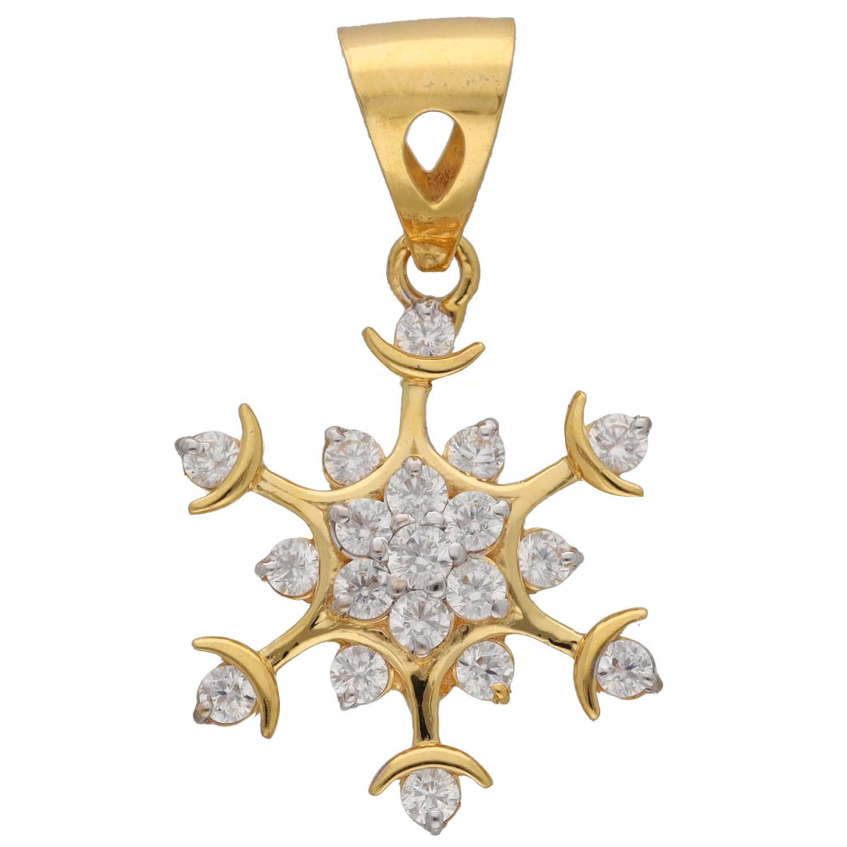New 22ct Gold Cubic Zirconia Snowflake Pendant