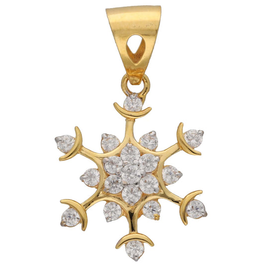 New 22ct Gold Cubic Zirconia Snowflake Pendant