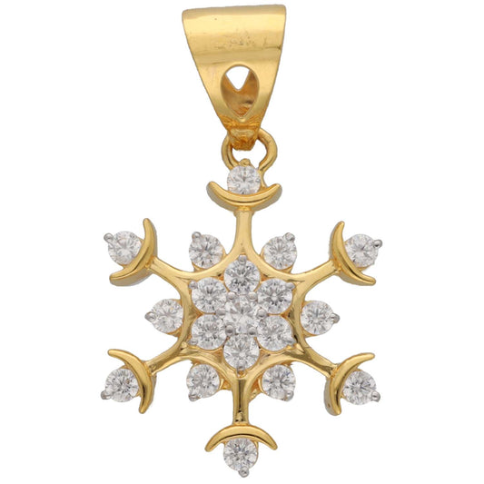 New 22ct Gold Cubic Zirconia Snowflake Pendant