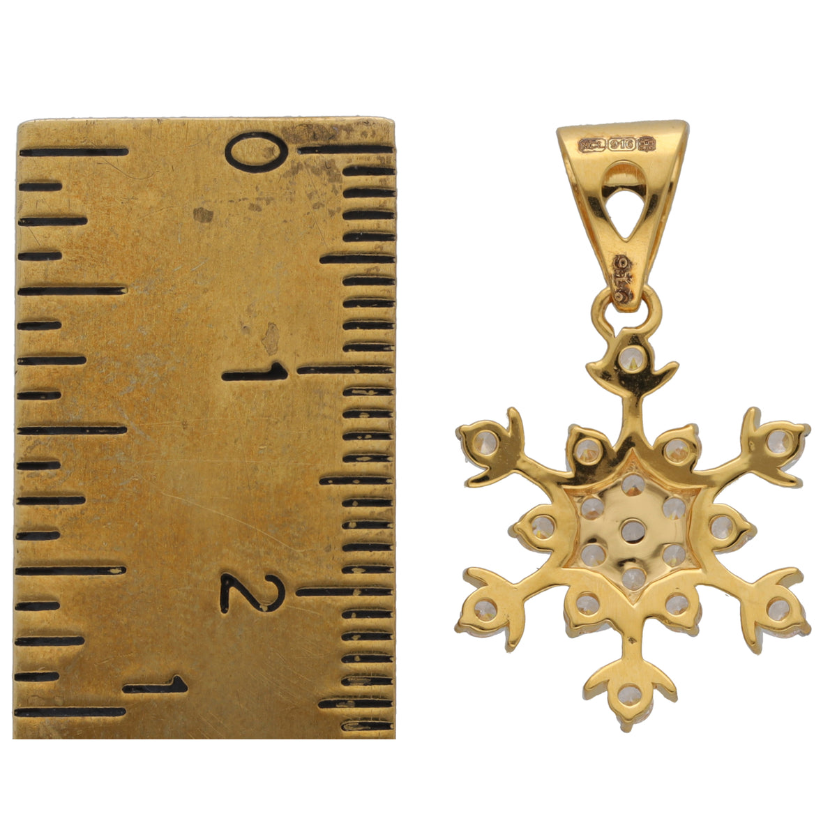 New 22ct Gold Cubic Zirconia Snowflake Pendant