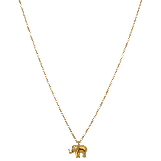 New 22ct Gold Imitation Gem Elephant Pendant With Chain 18"
